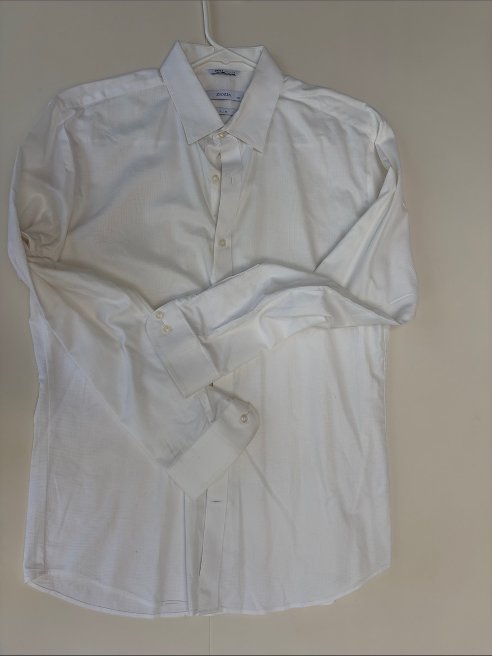 Zodiac White Long-Sleeve Dress Shirt with Point Collar